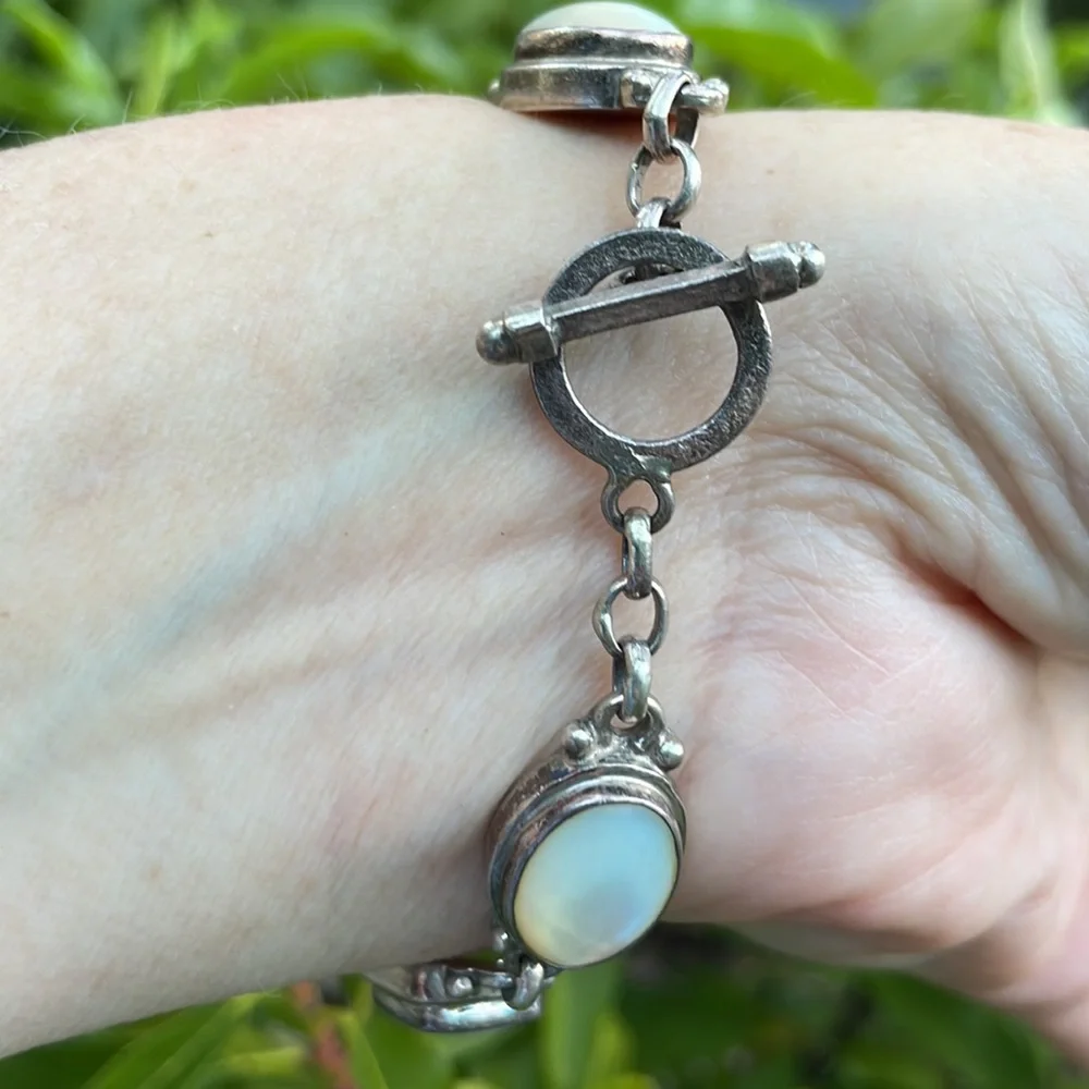 Vintage sterling silver/mother of purl bracelet - Picture 8 of 9